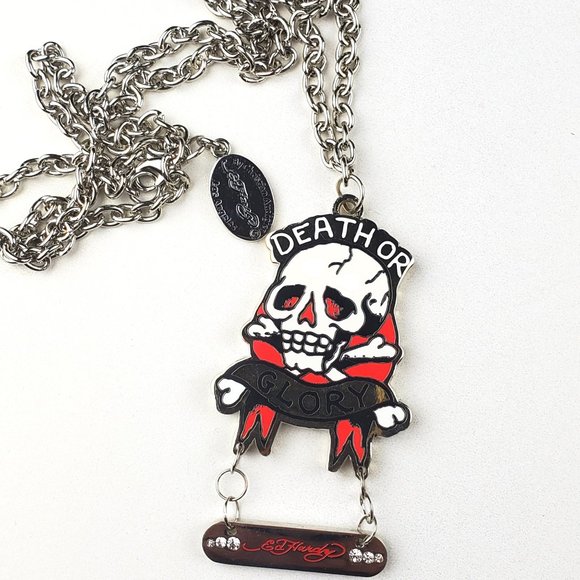 ED HARDY VINTAGE Style Necklace /Death Or Glory Necklace/ Hard Rock Accessories - Picture 1 of 7